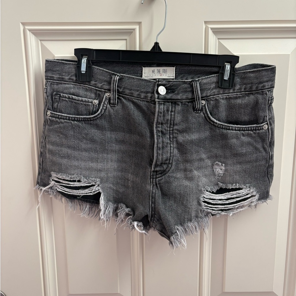 Free People We the Free Black Cutoff Denim Shorts Size 28
